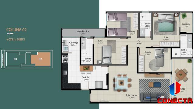 Apartamento à venda com 4 quartos, 124m² - Foto 9