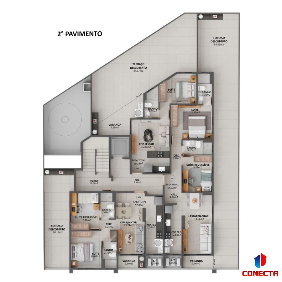 Apartamento à venda com 2 quartos, 57m² - Foto 3