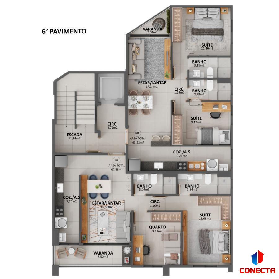 Apartamento à venda com 2 quartos, 57m² - Foto 6