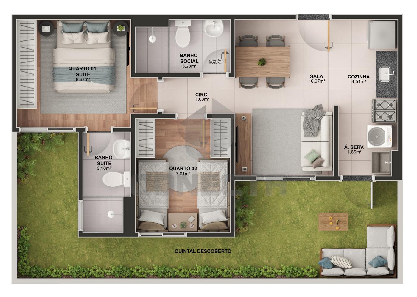 Apartamento à venda com 2 quartos, 46m² - Foto 14